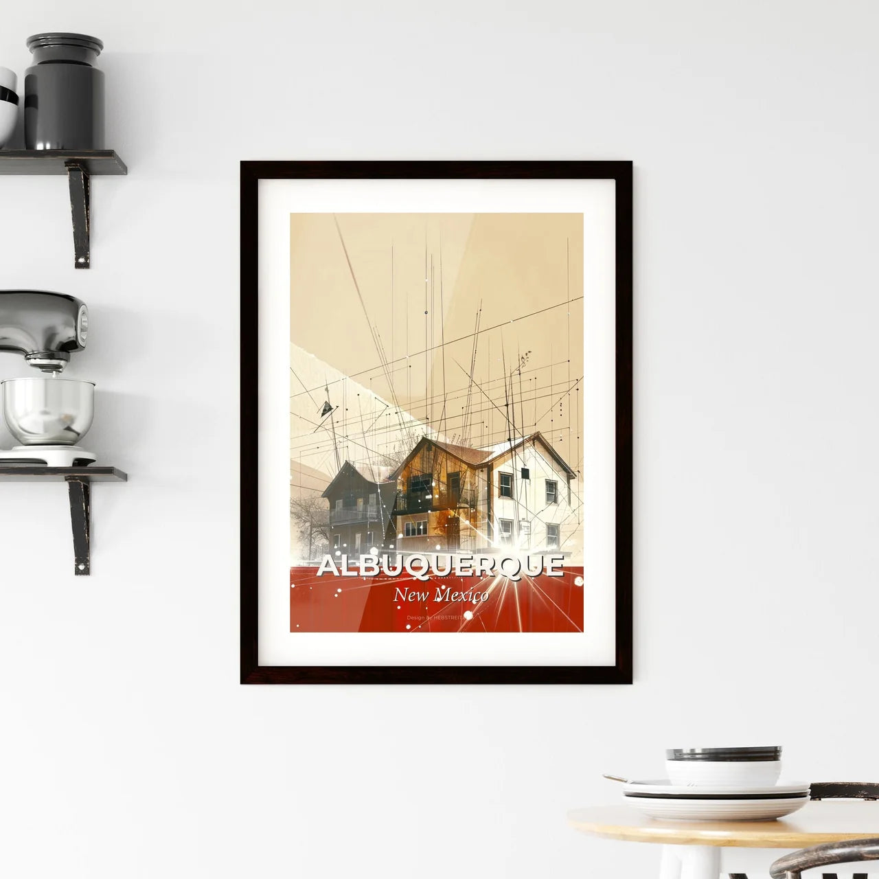 Albuquerque Skyline: Double Exposure City Icons Framed Print