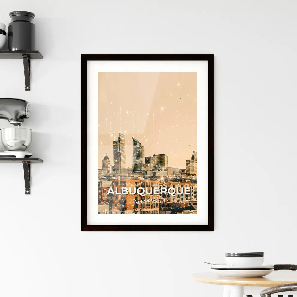 Albuquerque Skyline Sparkle Cityscape Art Framed Print