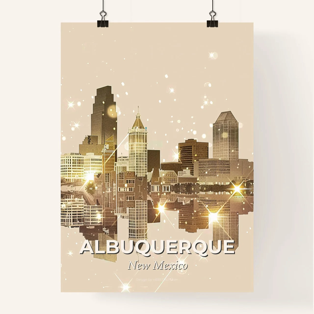 Albuquerque Cityscape Art Deco Skyline Poster Poster