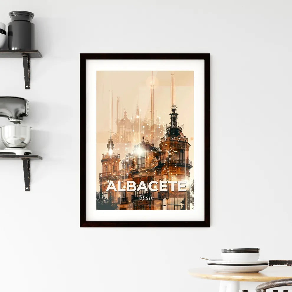 Albacete Skyline Double Exposure Composite Art Framed Print