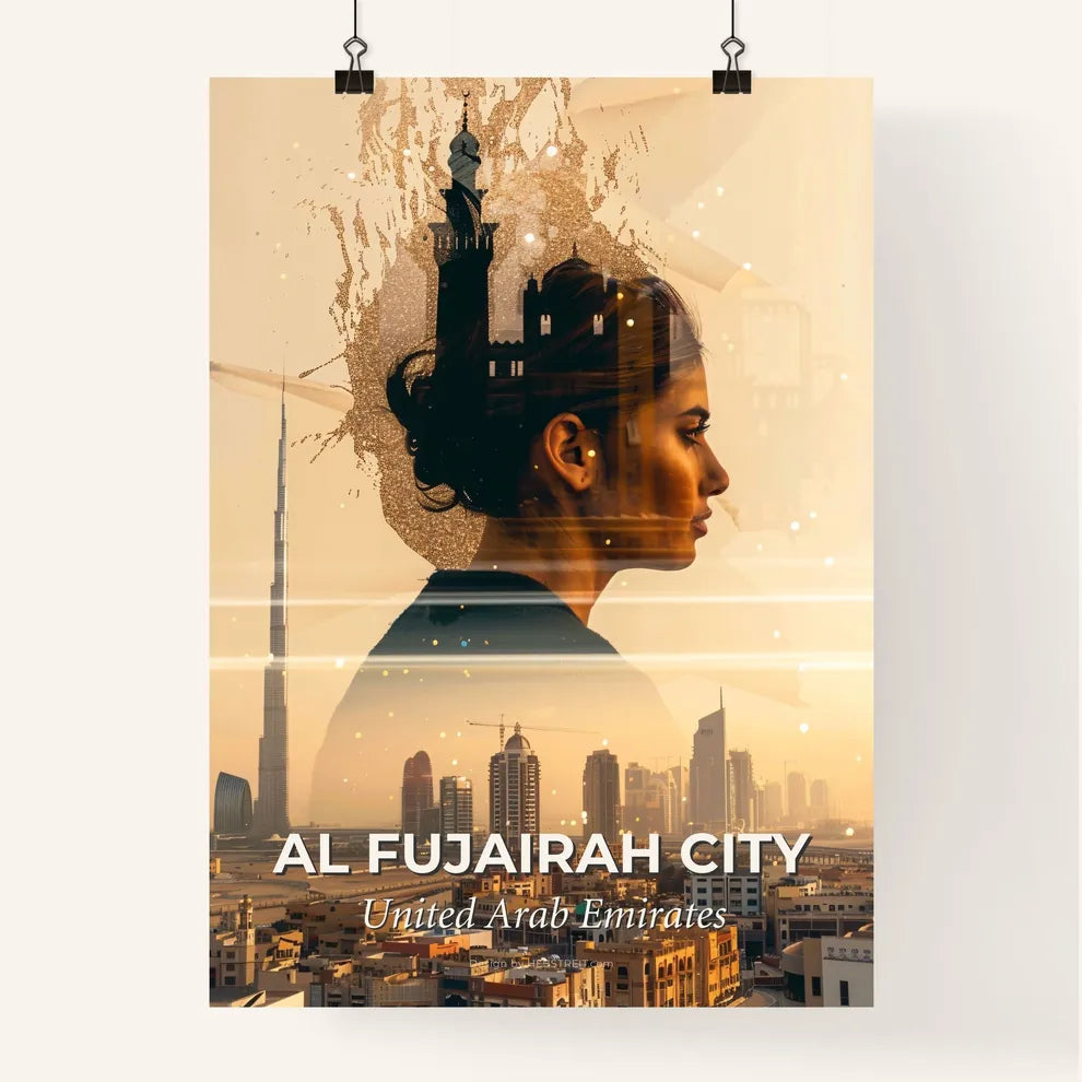 Al Fujairah City Skyline Minarets Double Exposure Dream Poster