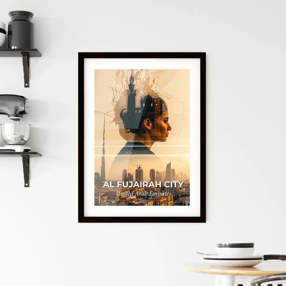 Al Fujairah City Skyline Minarets Double Exposure Dream Framed Print