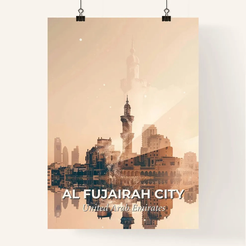 Al Fujairah City: City Skyline Double Exposure Art Print Poster