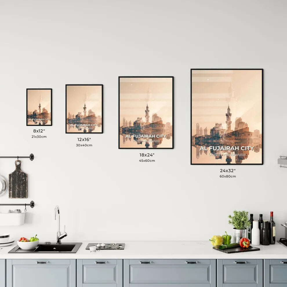 Al Fujairah City: City Skyline Double Exposure Art Print Office Art