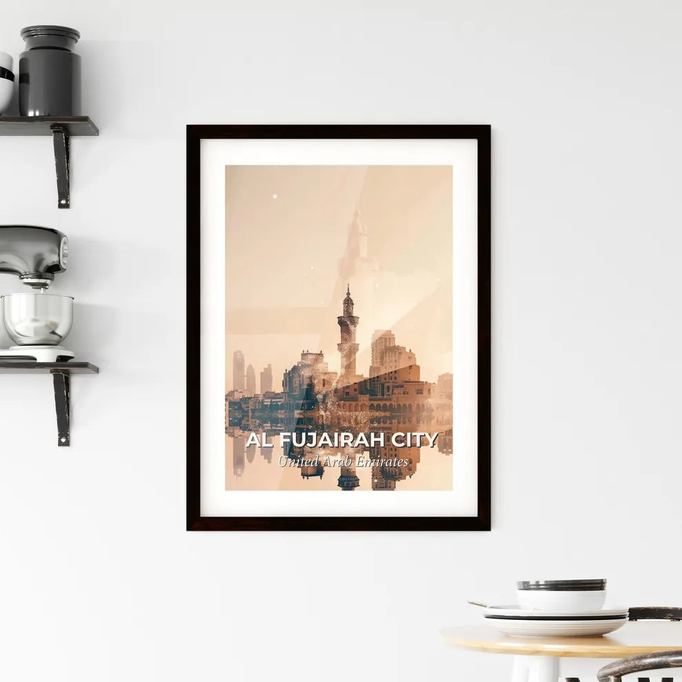 Al Fujairah City: City Skyline Double Exposure Art Print Framed Print