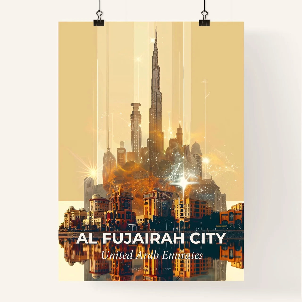 Al Fujairah City Skyline Double Exposure Poster Poster