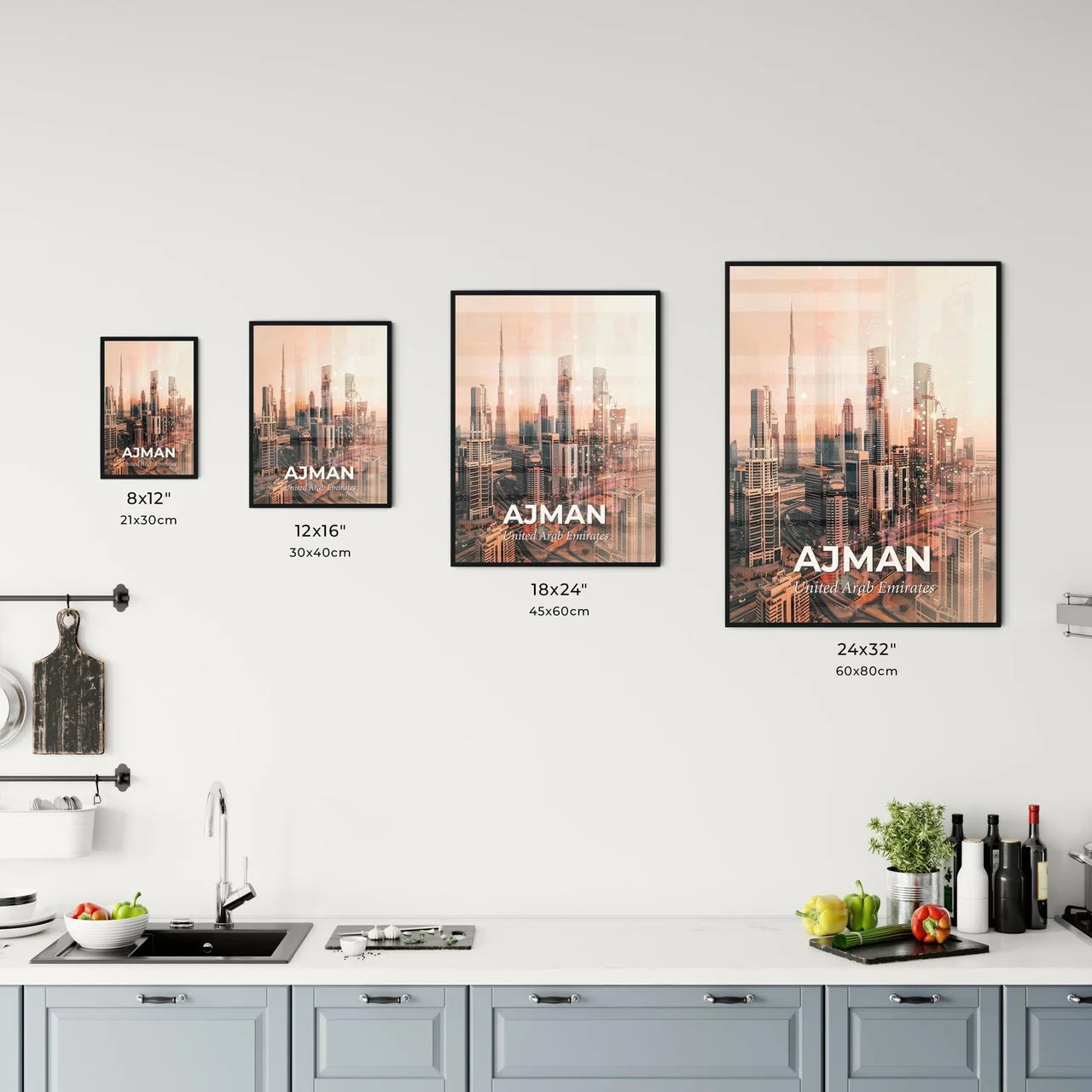 Ajman Skyline Architectural Dream Beige Office Art