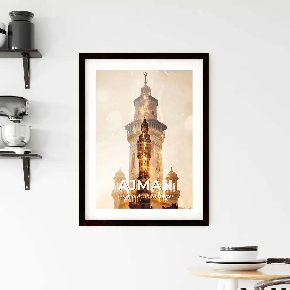 Ajman Skyline Mosaic: Architectural Canvas Framed Print