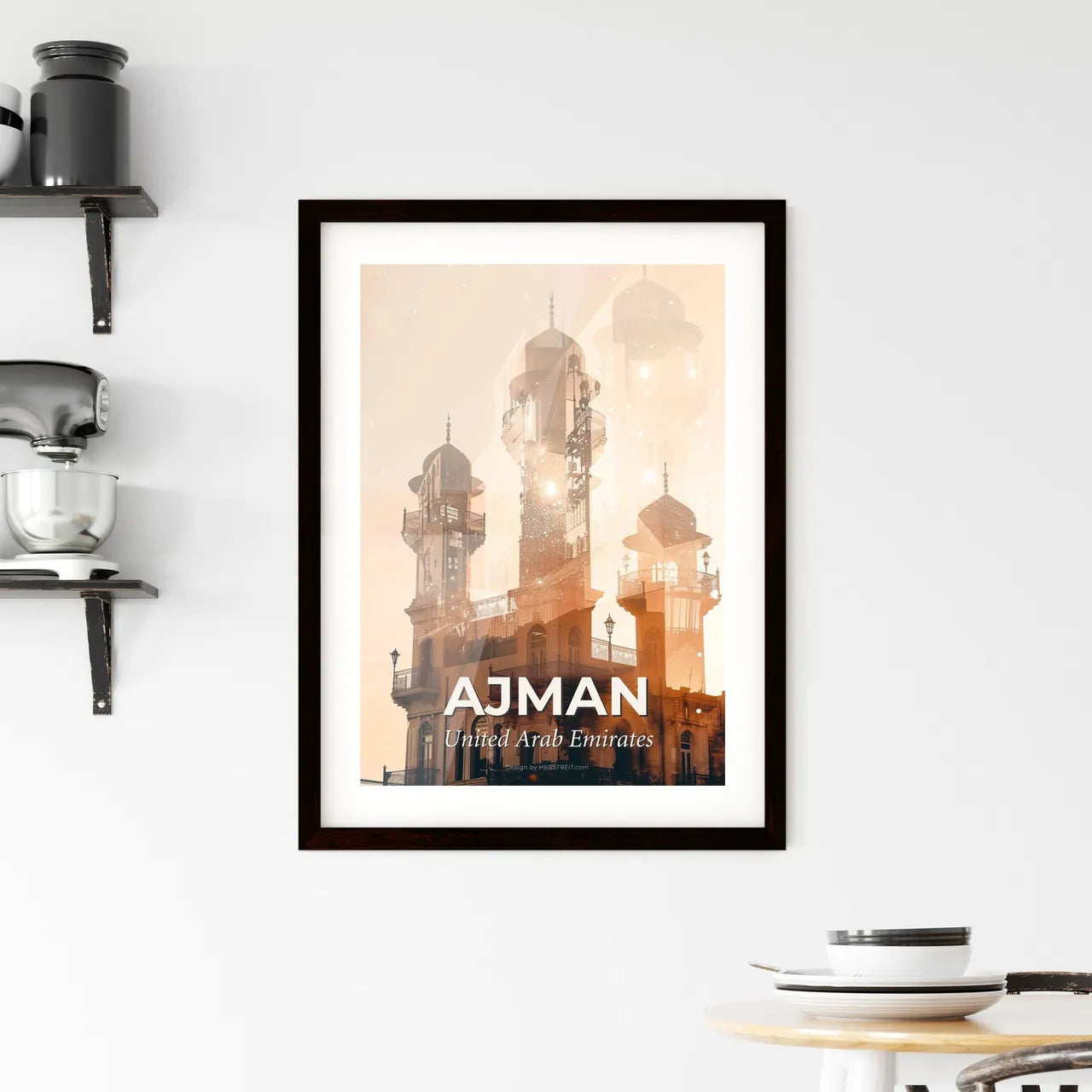 Ajman Skyline Art Poster: Vibrant Cityscape, Local Essence Framed Print