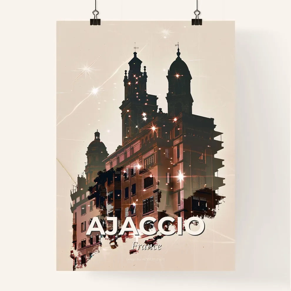 Ajaccio Skyline Silhouette Poster Composite Art Poster
