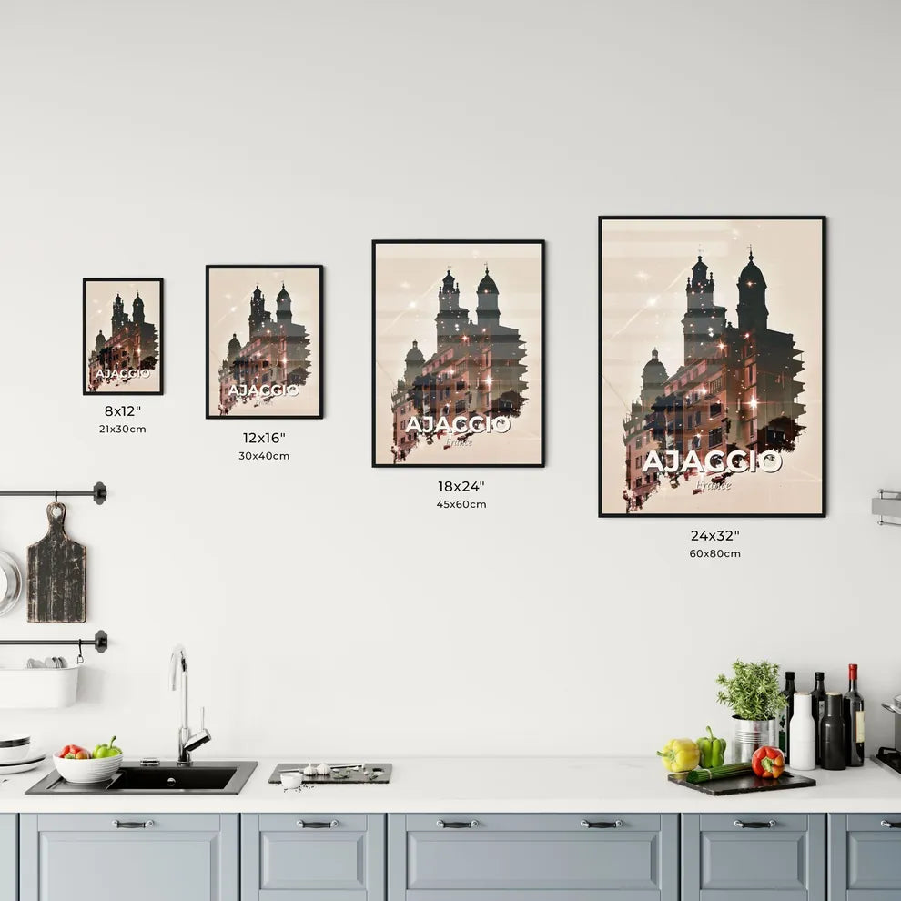 Ajaccio Skyline Silhouette Poster Composite Art Office Art