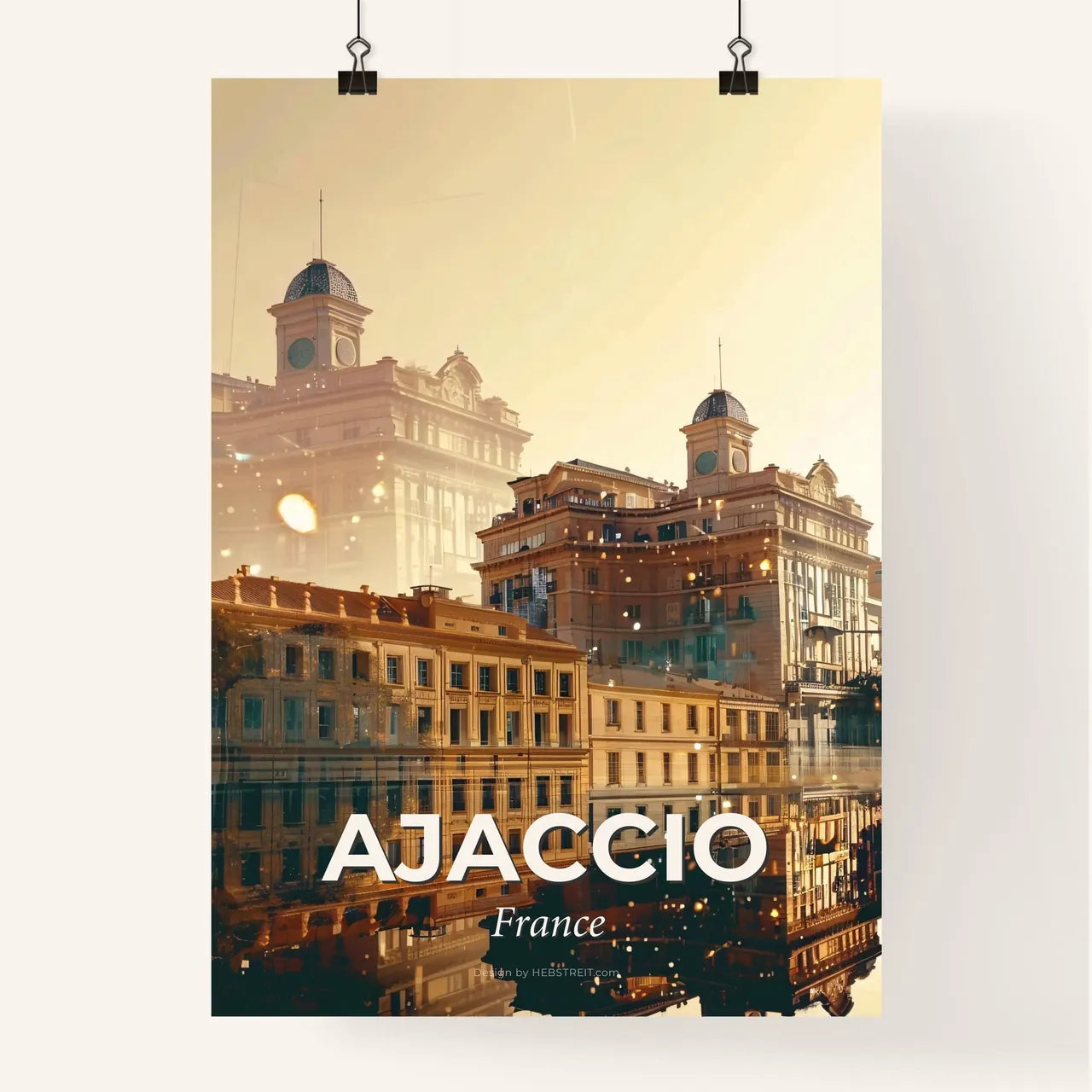 Ajaccio Skyline Brilliance Composite Pop Art Poster