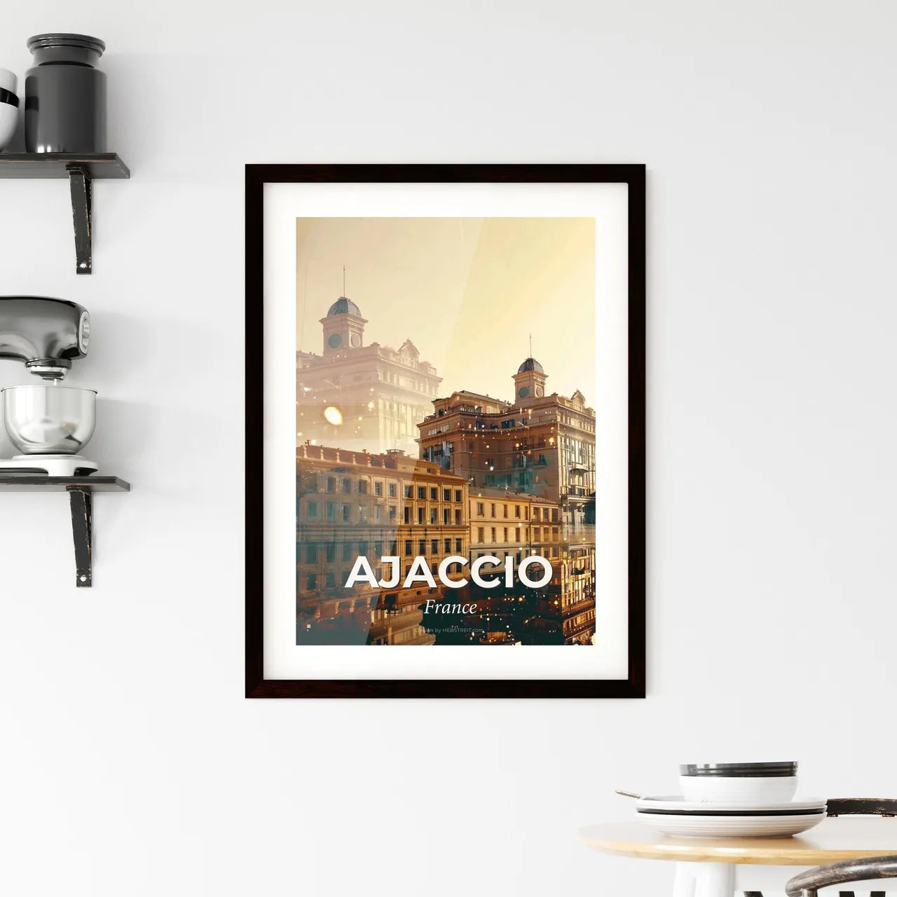 Ajaccio Skyline Brilliance Composite Pop Art Framed Print