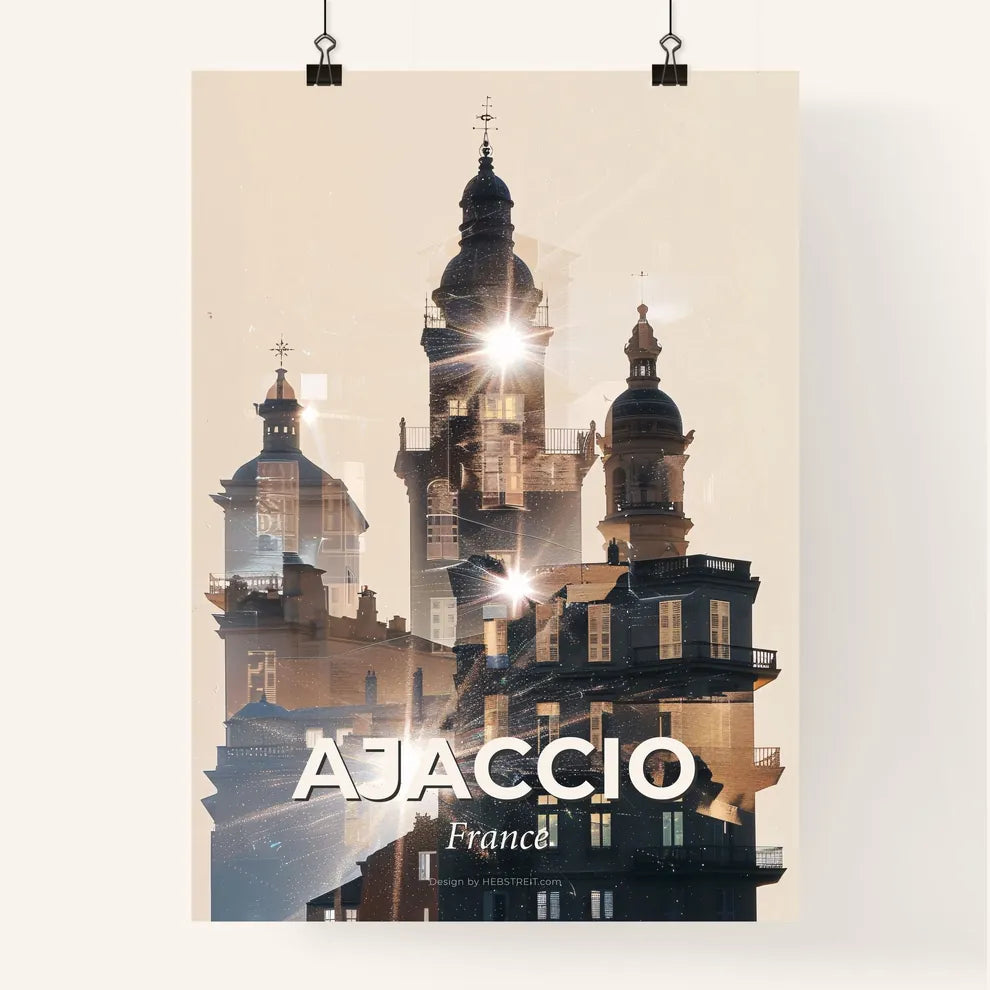 Ajaccio France Skyline Silhouette Sparkles Poster