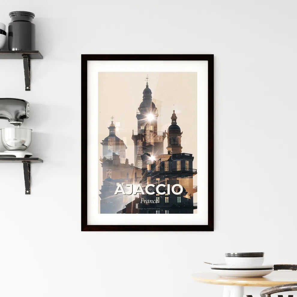 Ajaccio France Skyline Silhouette Sparkles Framed Print