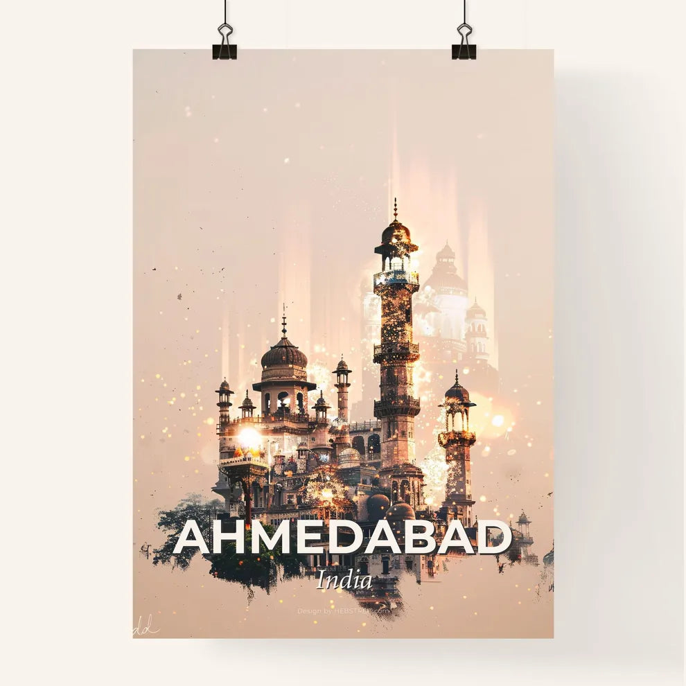 Ahmedabad Skyline Double Exposure Composite Art Poster