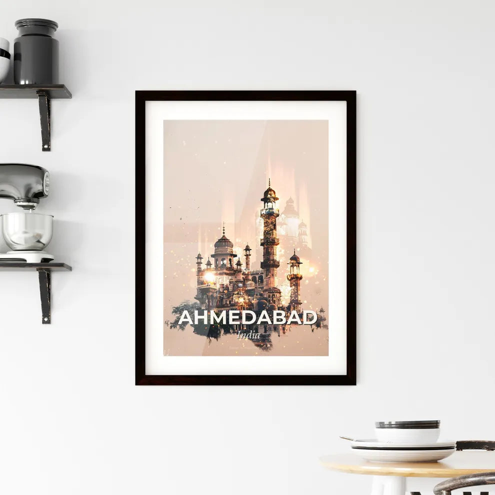 Ahmedabad Skyline Double Exposure Composite Art Framed Print