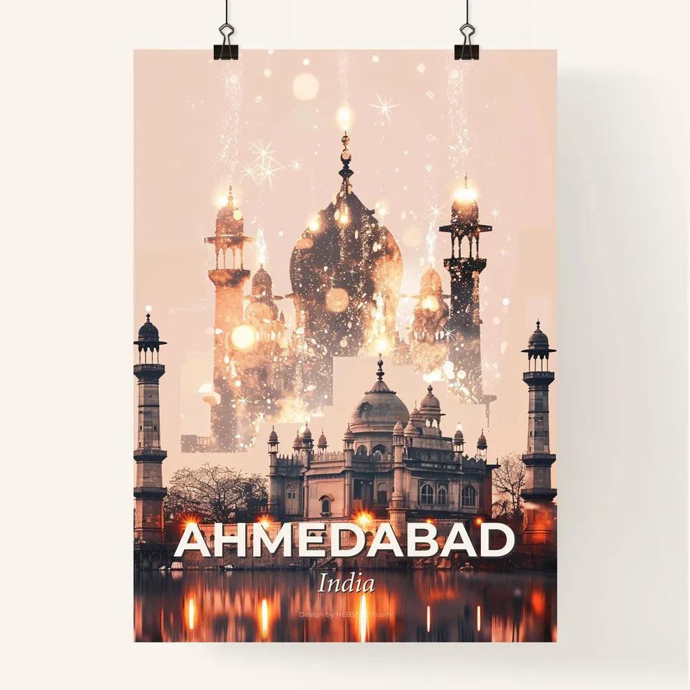 Ahmedabad: Double Exposure Art Skyline Cityscape Poster