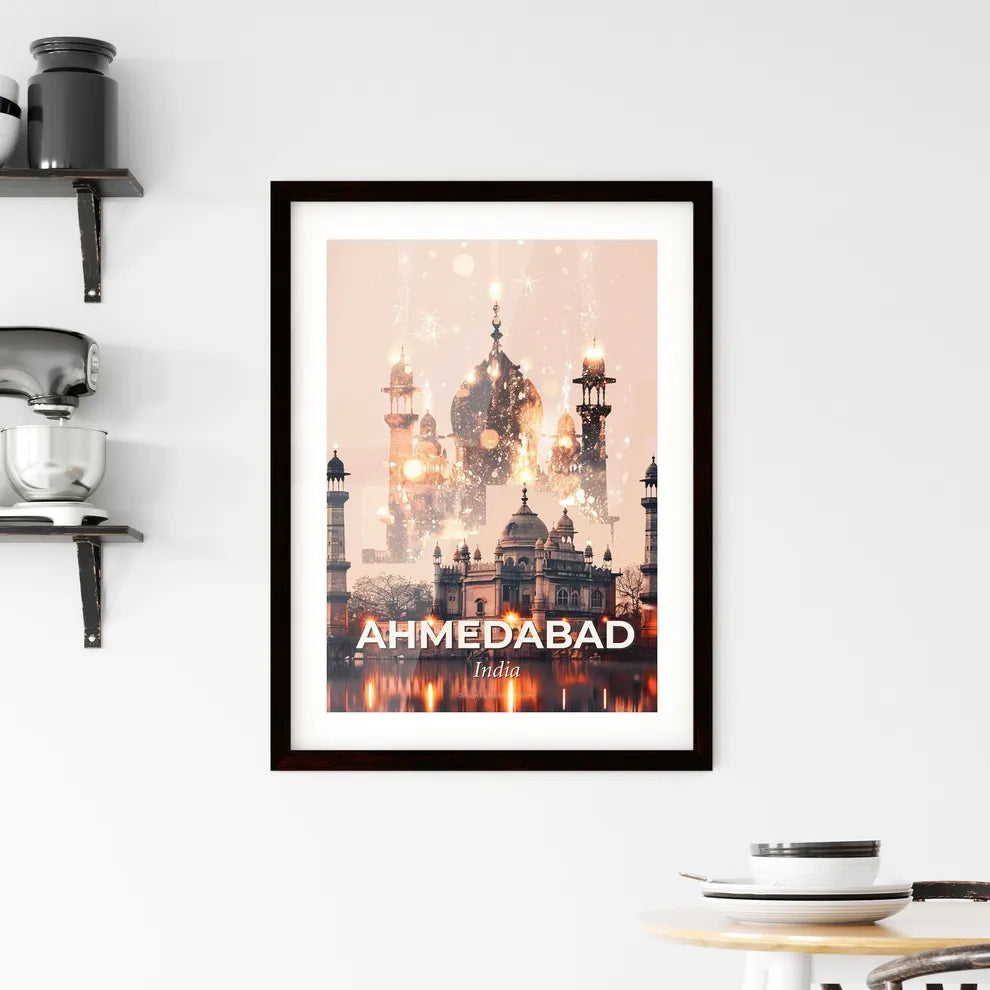 Ahmedabad: Double Exposure Art Skyline Cityscape Framed Print