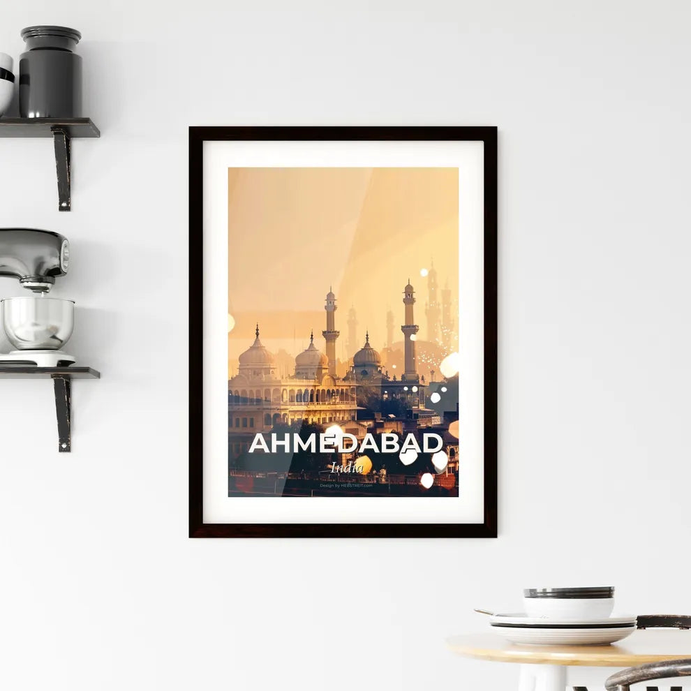 Ahmedabad Skyline Poster Double Exposure Art Framed Print