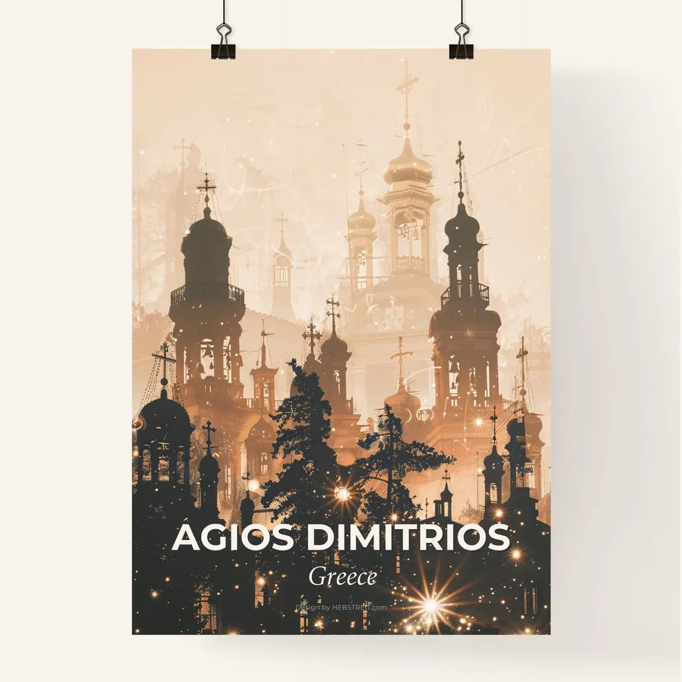 Agios Dimitrios City Skyline Silhouette Art Poster Poster