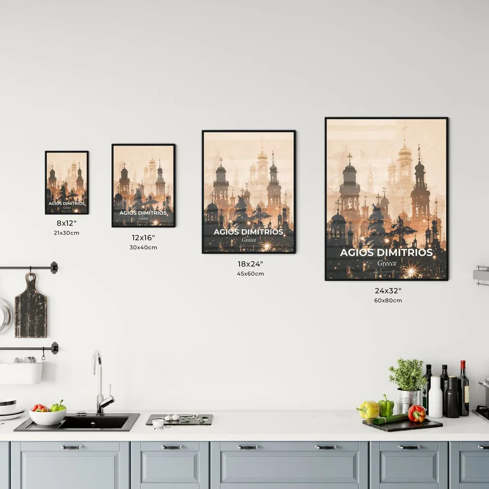 Agios Dimitrios City Skyline Silhouette Art Poster Office Art