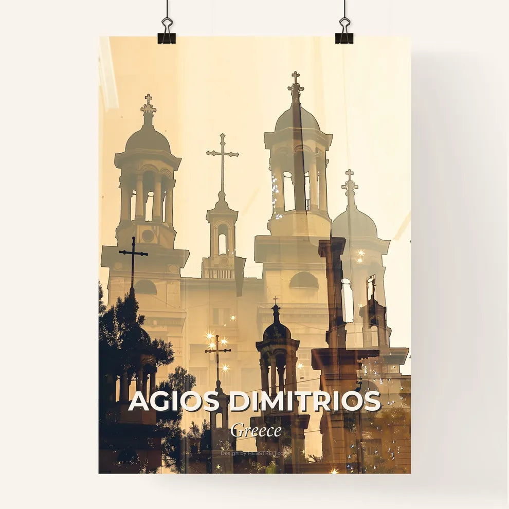 Agios Dimitrios City Skyline Double Exposure Poster Art Poster