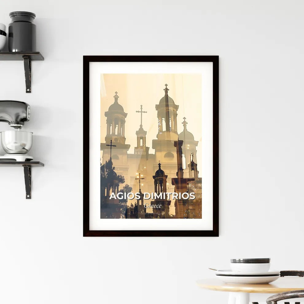 Agios Dimitrios City Skyline Double Exposure Poster Art Framed Print