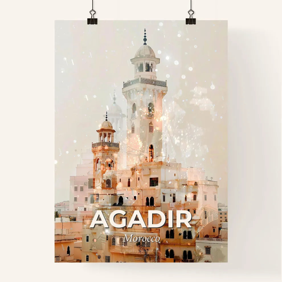 Agadir Skyline Double Exposure Art Poster Poster
