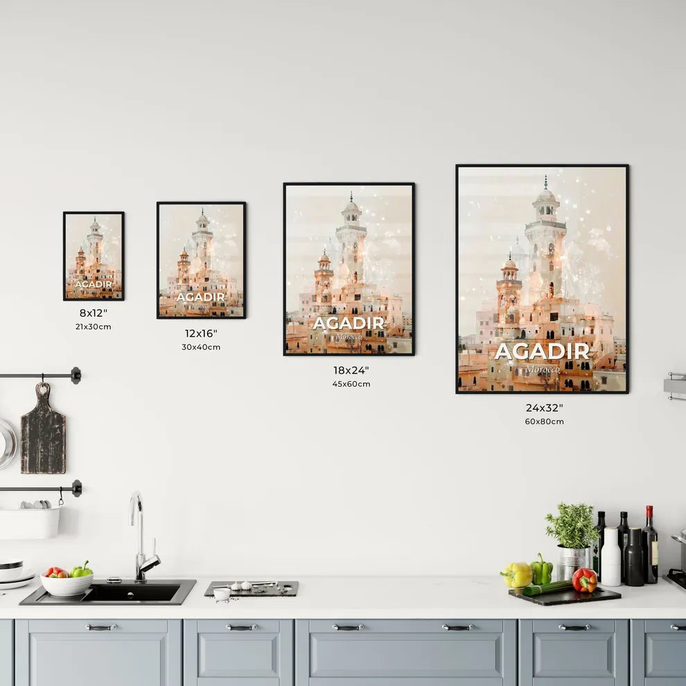 Agadir Skyline Double Exposure Art Poster Office Art