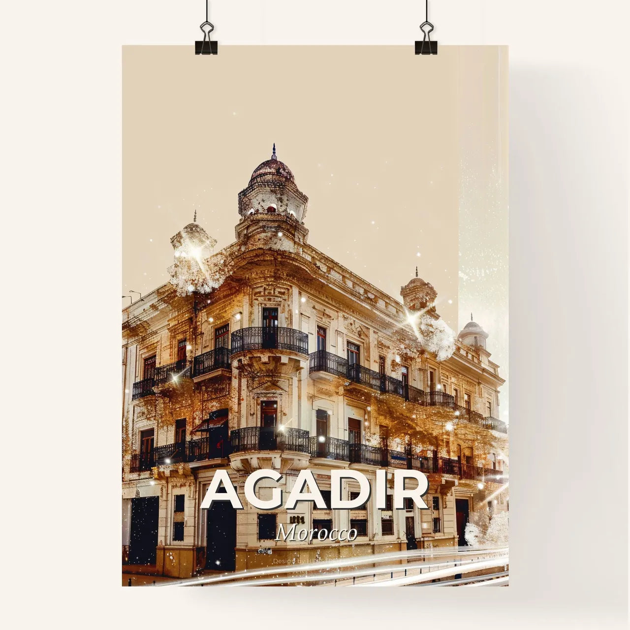 Agadir Morocco Skyline Double Exposure Poster Poster
