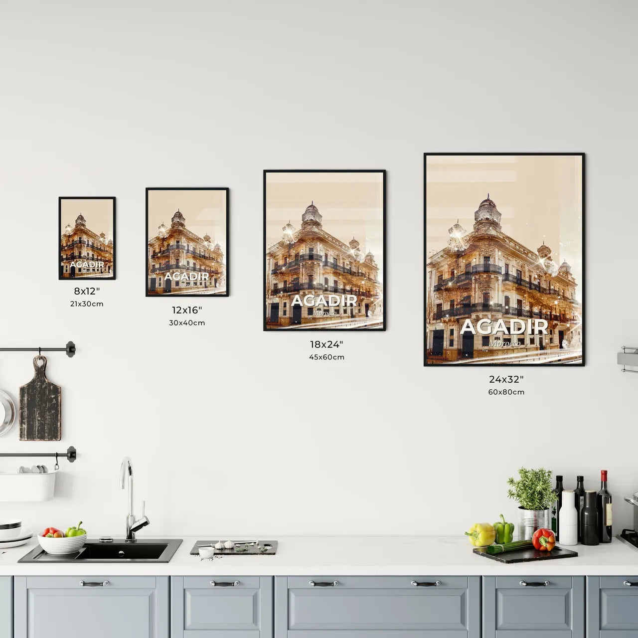 Agadir Morocco Skyline Double Exposure Poster Office Art