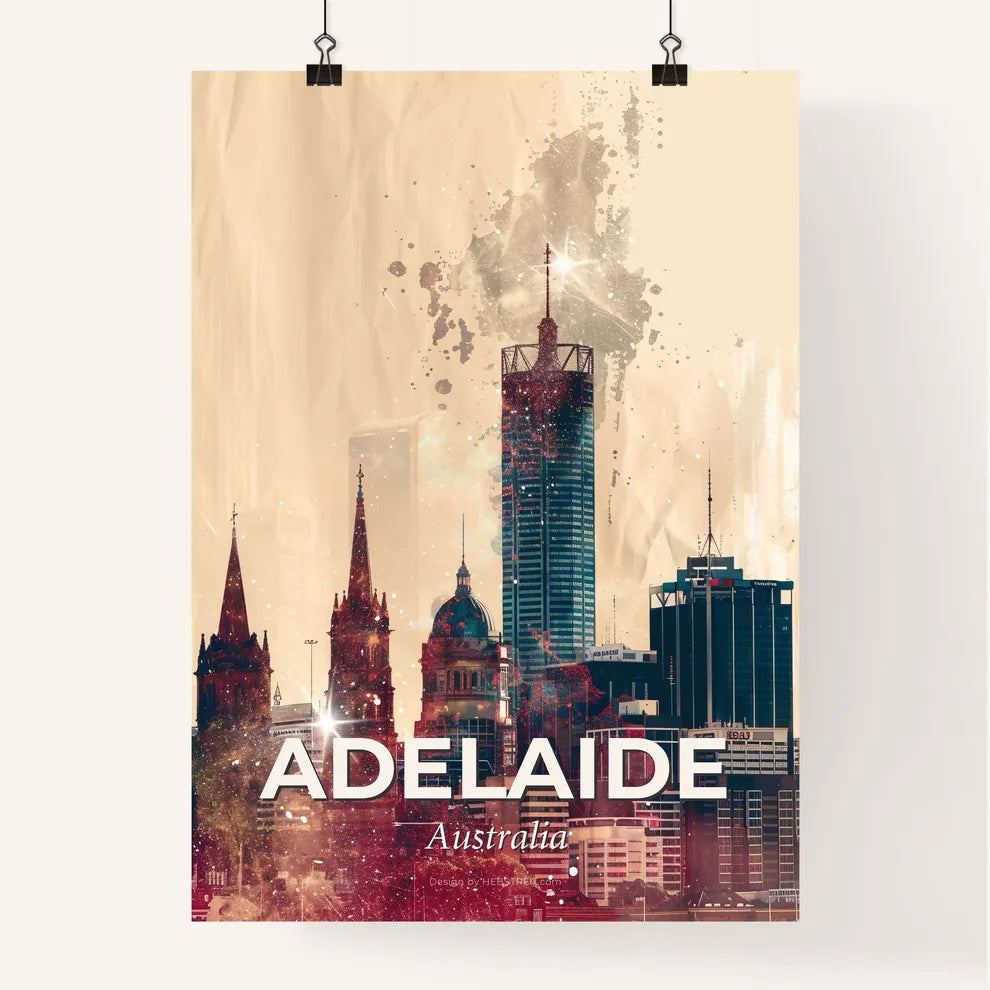 Adelaide Double Exposure Skyline Art Poster Poster