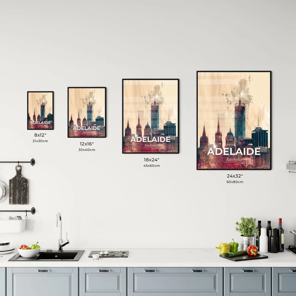 Adelaide Double Exposure Skyline Art Poster Office Art