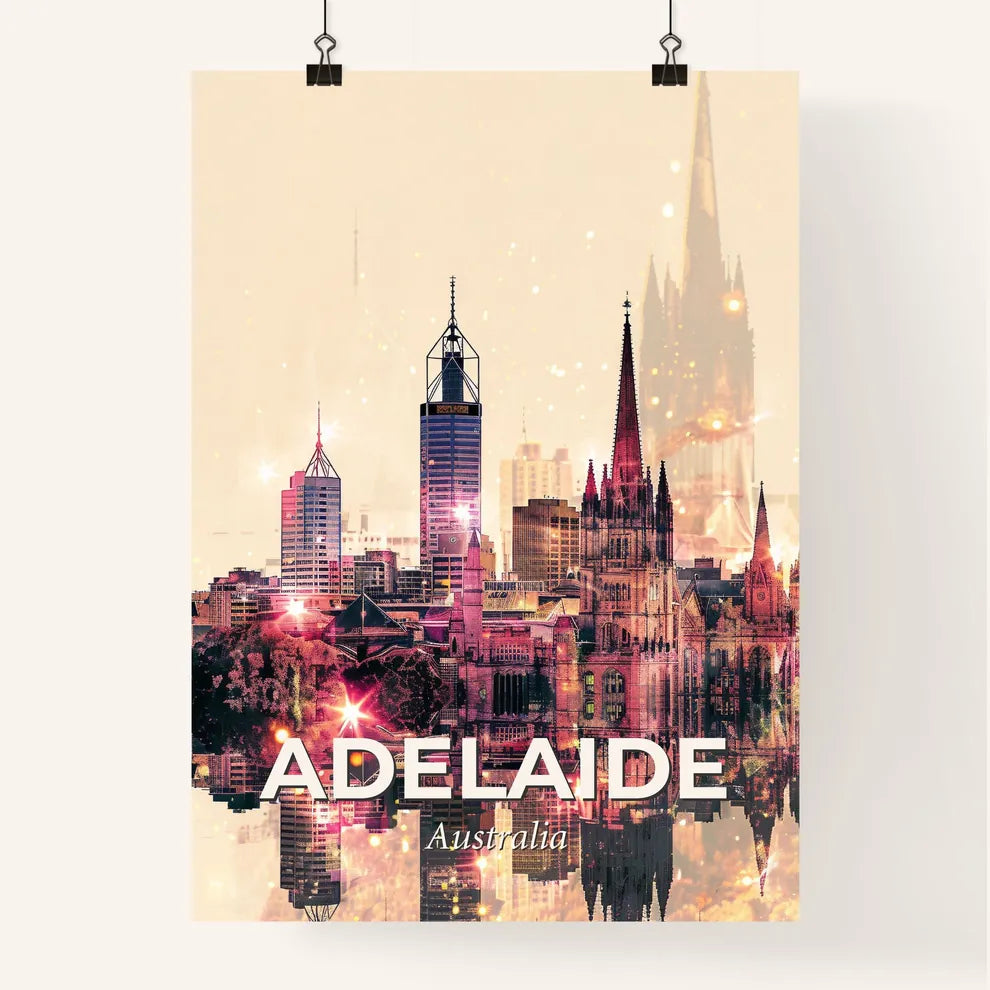 Adelaide Skyline: Iconic Architecture in Double Exposure Poster