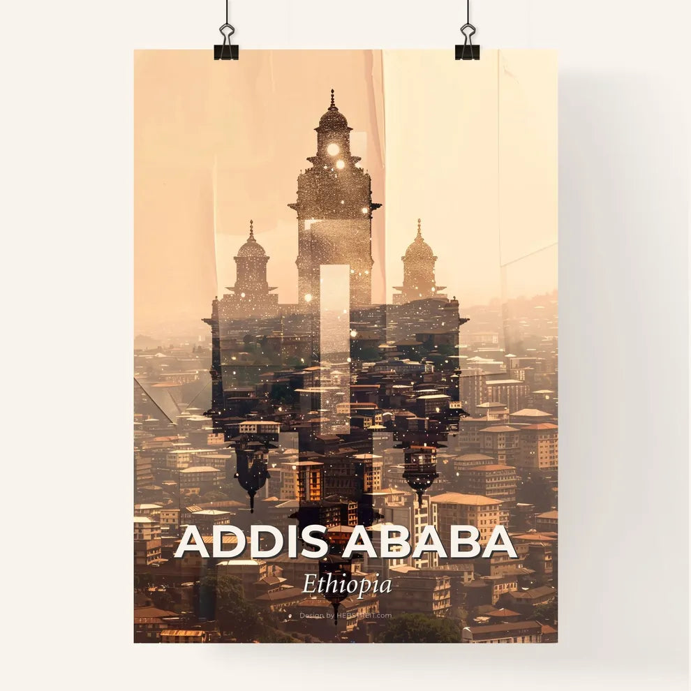 Addis Ababa Skyline Double Exposure Poster Poster