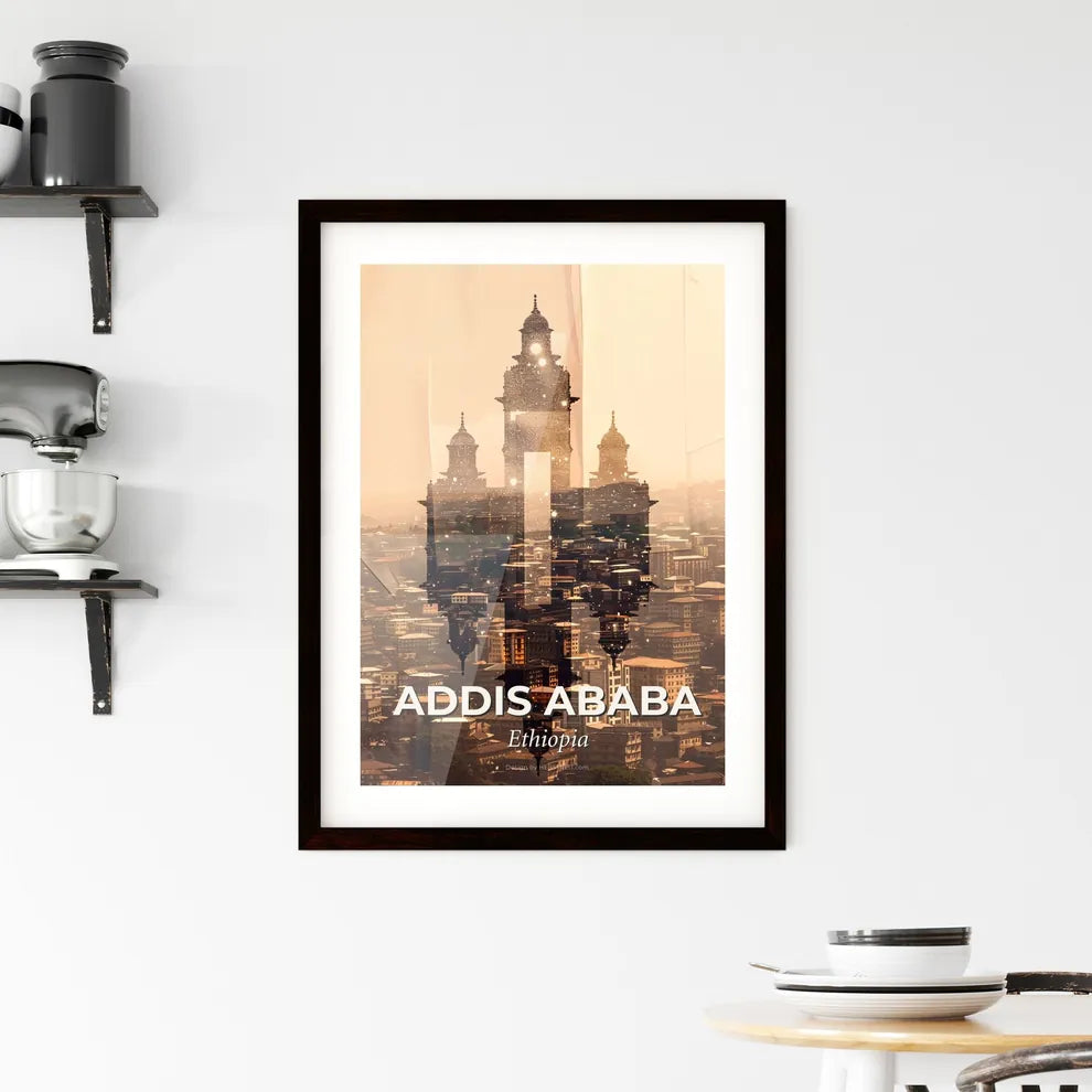 Addis Ababa Skyline Double Exposure Poster Framed Print