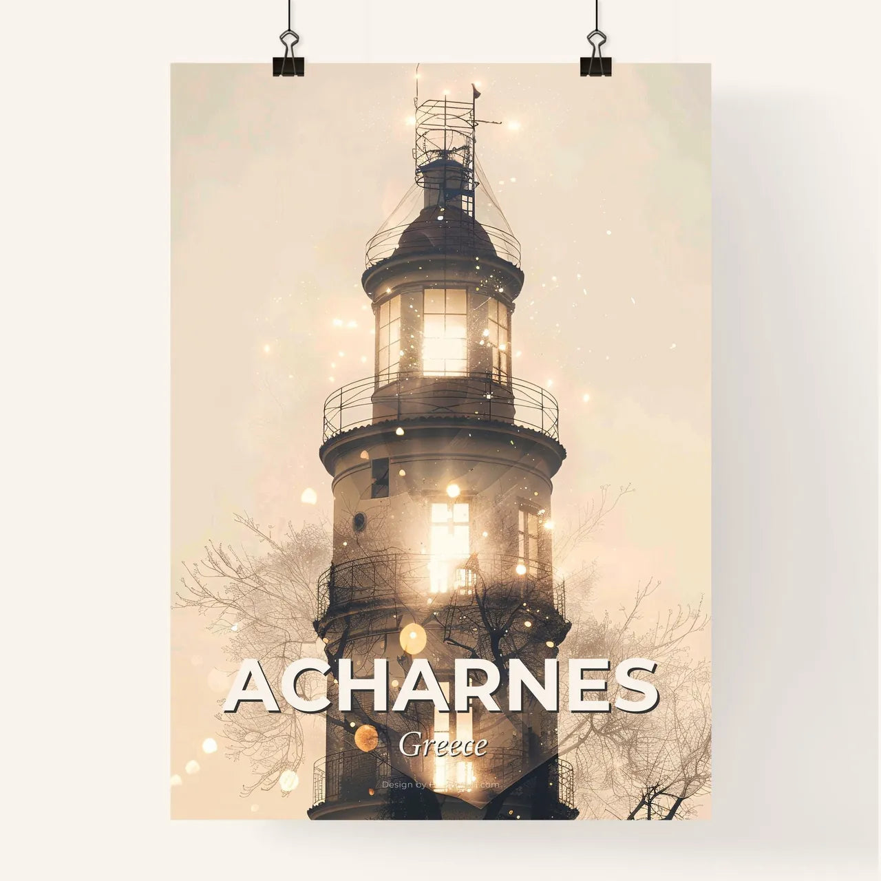 Acharnes Cityscape Silhouette Poster Art Poster