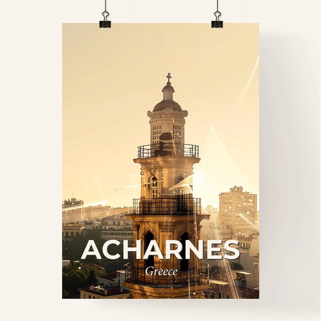 Acharnes City Silhouette Skyline Art Poster Poster