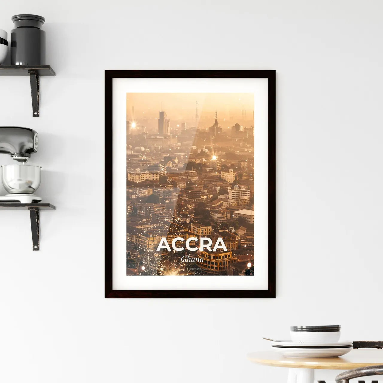 Accra Iconic Skyline Sparkling Poster Framed Print