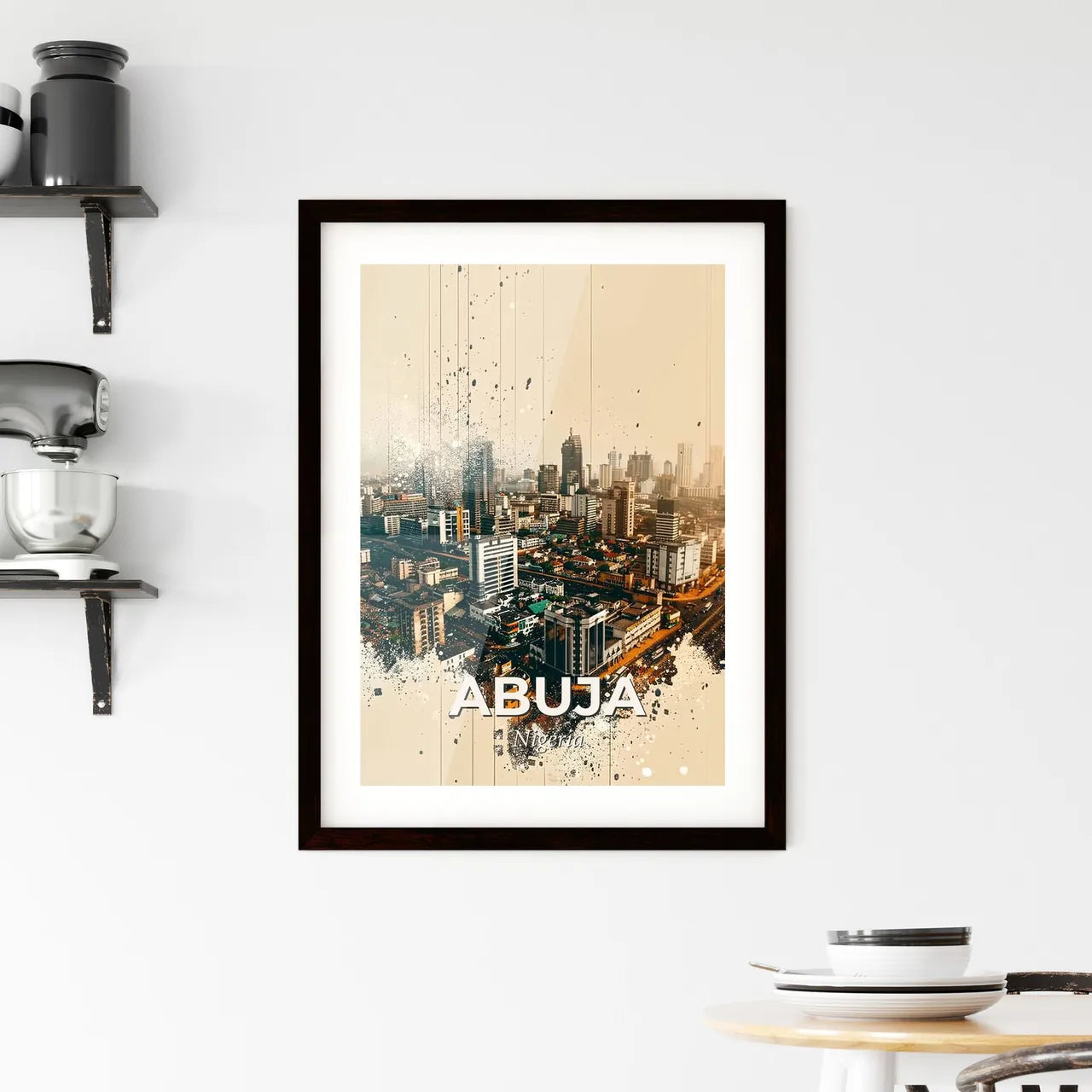 Abuja Skyline Double Exposure Cityscape Poster Framed Print