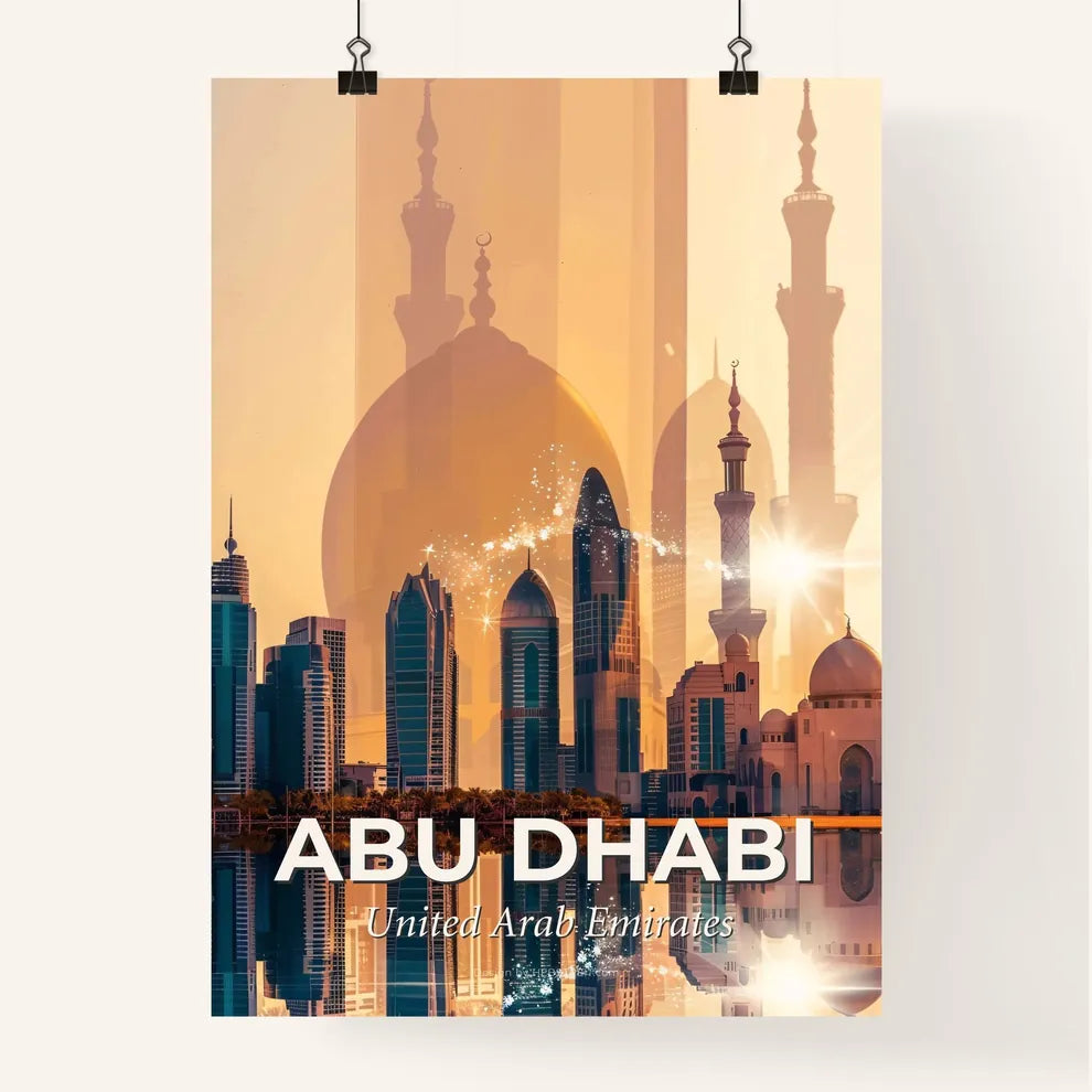 Abu Dhabi City Skyline Double Exposure Pastel Poster Poster