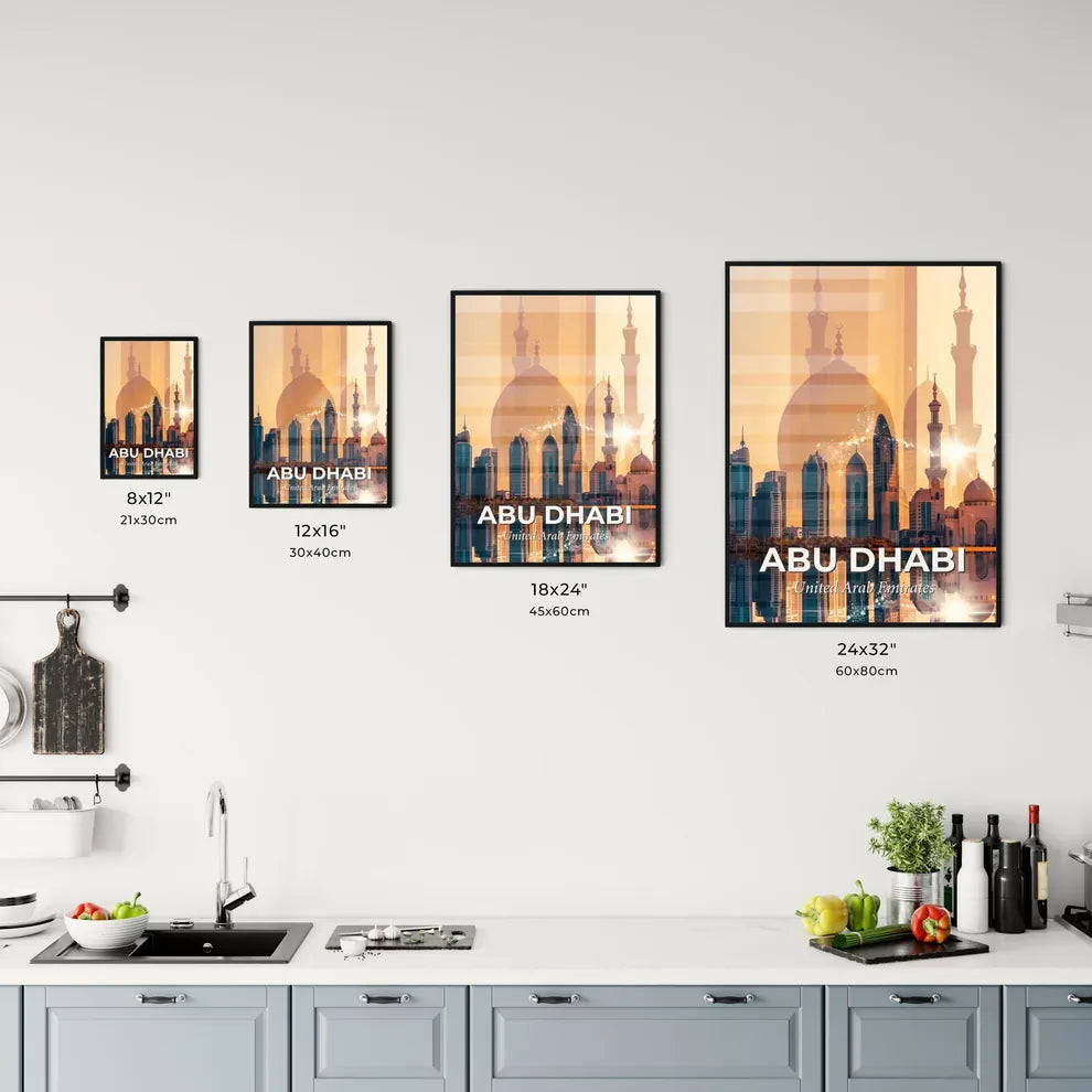 Abu Dhabi City Skyline Double Exposure Pastel Poster Office Art
