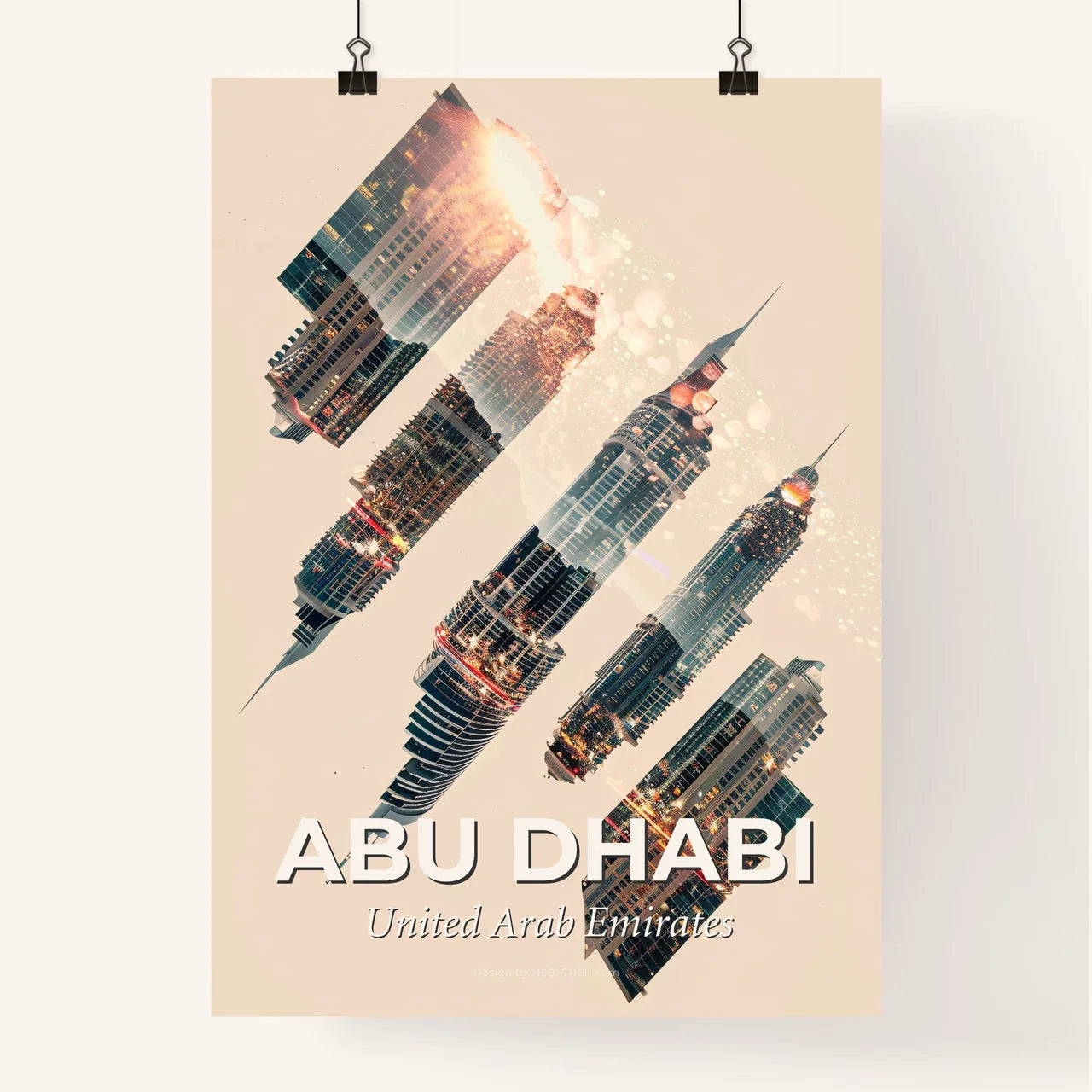 Abu Dhabi City Skyline Double Exposure Poster Poster