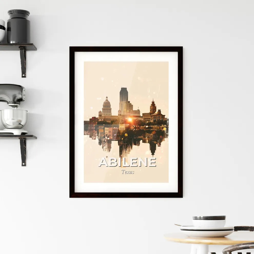 Abilene Skyline Composite Art City Sparkle Poster Framed Print