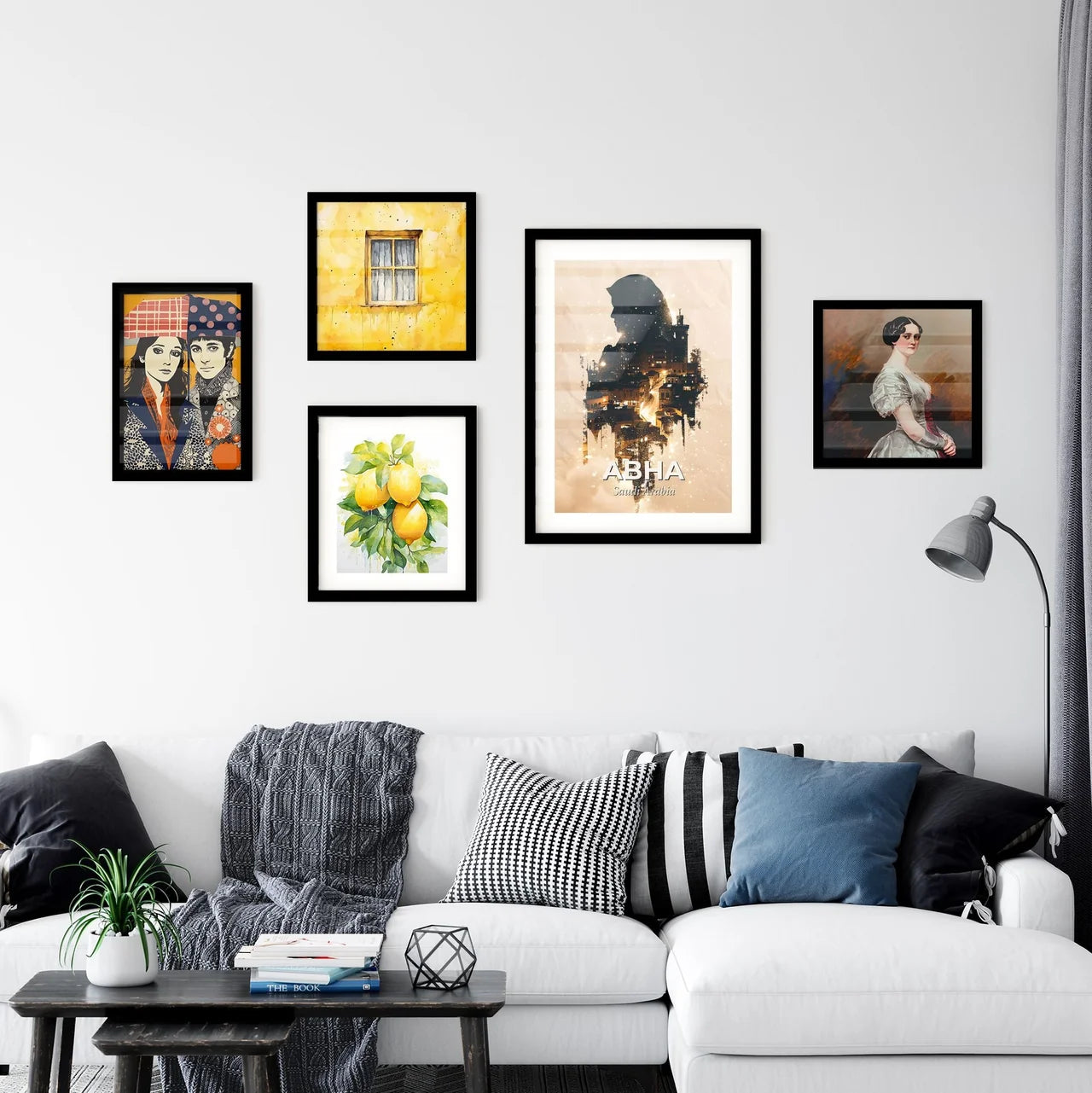 Abha City Composite Art: Skyline Beauty in Beige Wall Art