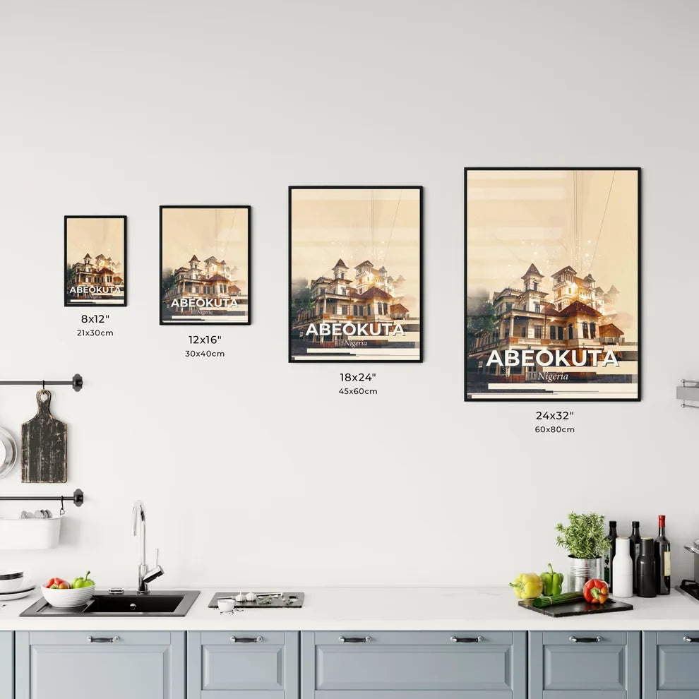 Abeokuta Skyline Poster: Beige Dreamy Composite Office Art
