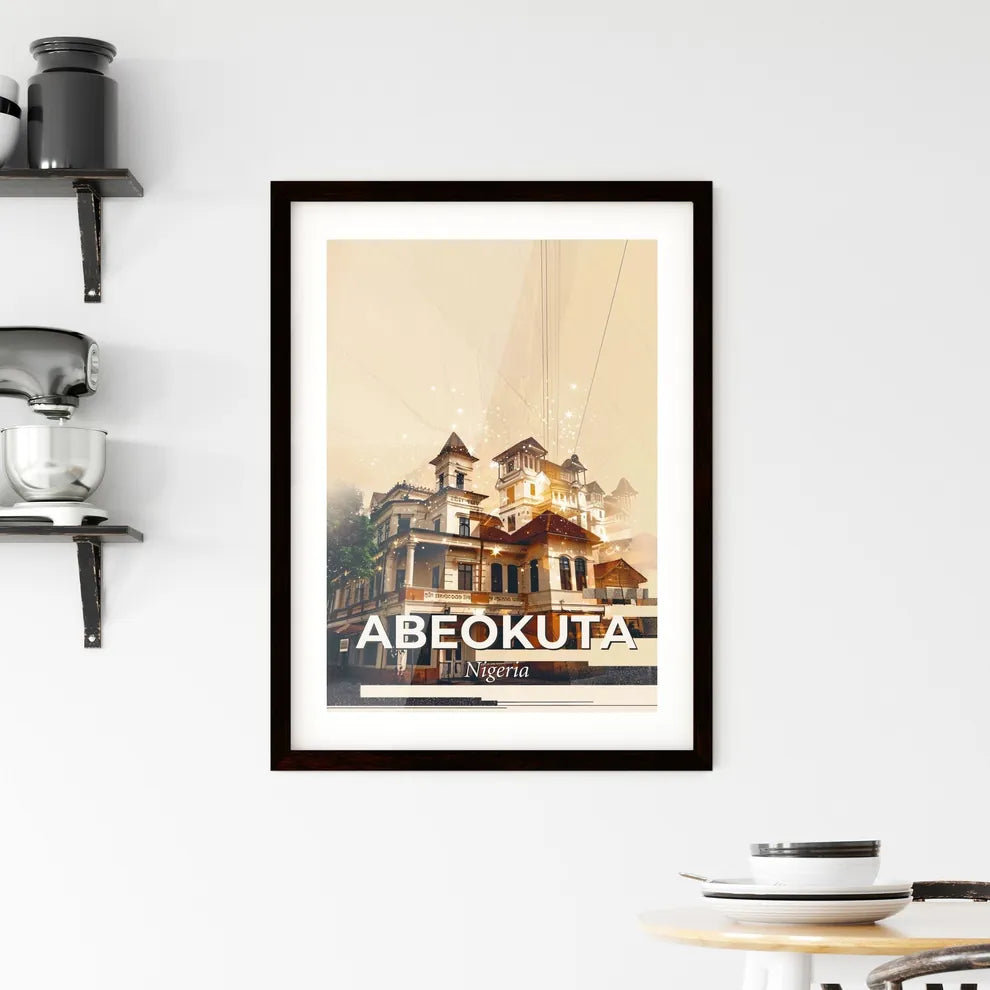 Abeokuta Skyline Poster: Beige Dreamy Composite Framed Print
