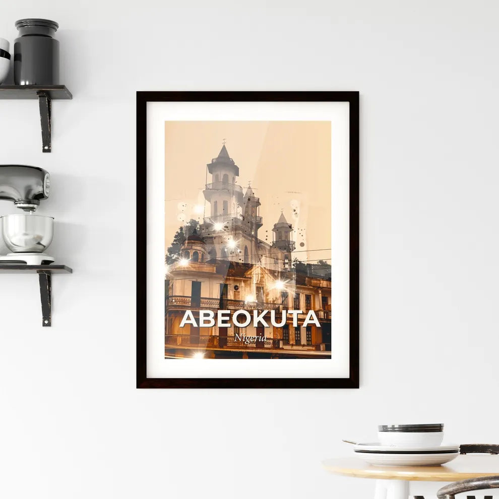 Abeokuta Skyline Double Exposure Panorama Poster Framed Print