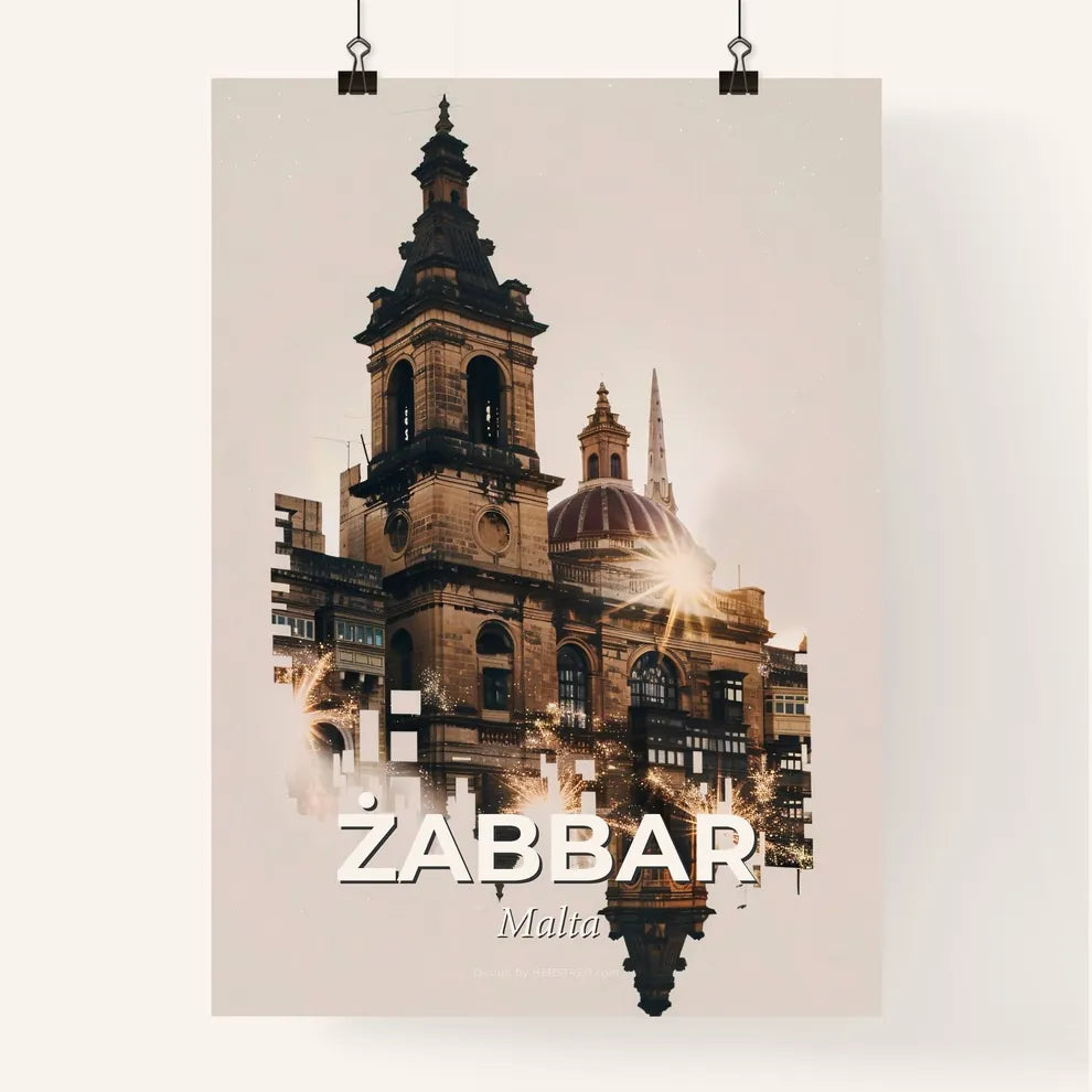 Zabbar City & Icons Skyline Double Exposure Poster
